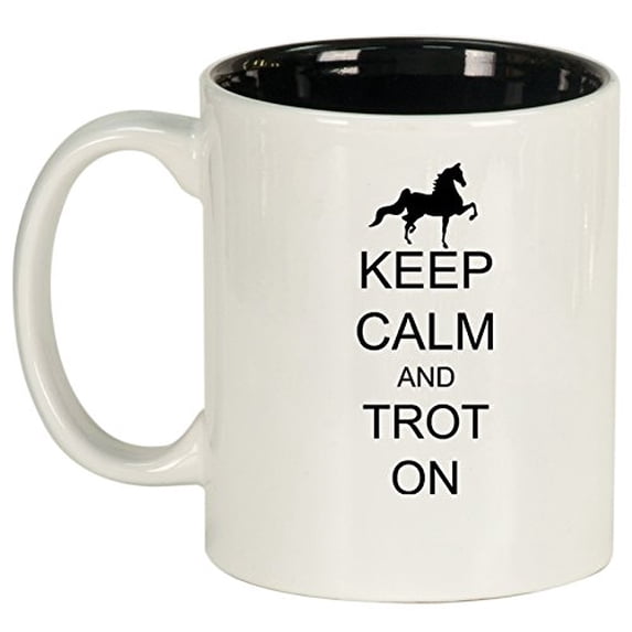 Ceramic Coffee Tea Mug Cup Keep Calm and Trot On Horse (White)