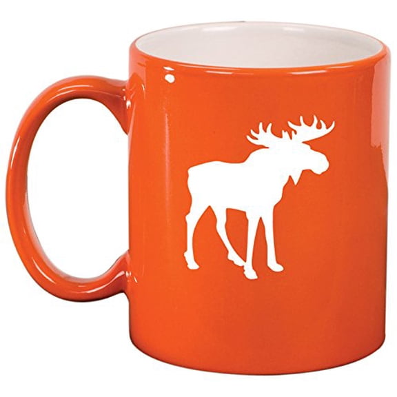 Ceramic Coffee Tea Mug Cup Moose (Orange)