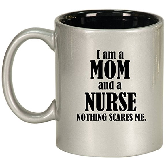 Ceramic Coffee Tea Mug Cup Nurse Mom (Silver)