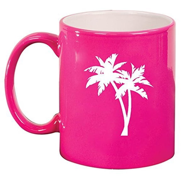 Ceramic Coffee Tea Mug Cup Palm Trees (Pink)