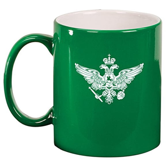 Ceramic Coffee Tea Mug Cup Russia Russian Eagle (Green)