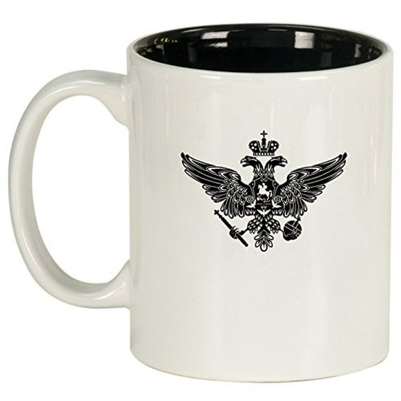 Ceramic Coffee Tea Mug Cup Russia Russian Eagle (White)