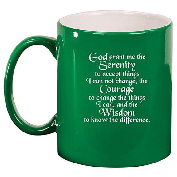 Ceramic Coffee Tea Mug Cup Serenity Quote (Green)
