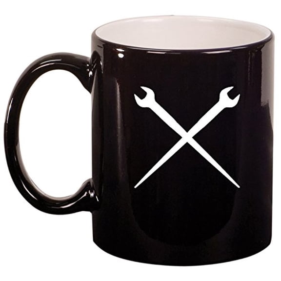 Ceramic Coffee Tea Mug Cup Spud Wrenches Iron Worker (Black)