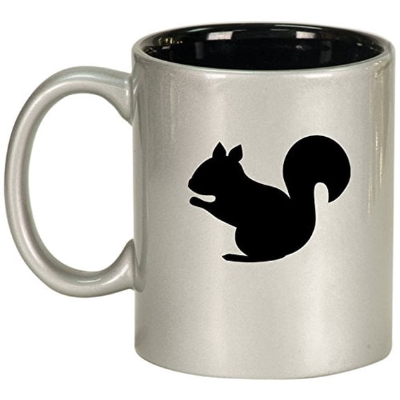 Ceramic Coffee Tea Mug Cup Squirrel (Silver)