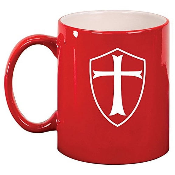 Ceramic Coffee Tea Mug Cup Templar Shield Knights Cross (Red)