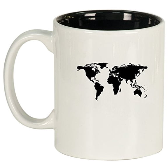 Ceramic Coffee Tea Mug Cup World Map (White)