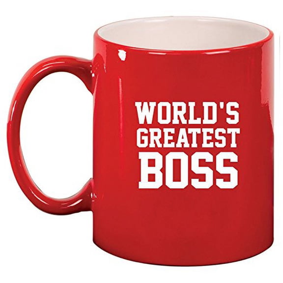 Ceramic Coffee Tea Mug Cup World's Greatest Boss (Red)