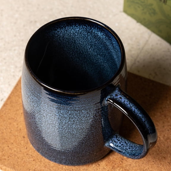 Ceramic Coffee mugs, 22 oz, Extra Large Mugs, Big Tea Cups, Large Handle, Pottery Mugs, Big BellyWide Bottom. (Blue)