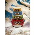 thumbnail image 1 of Ceramic Colorful Owl Measuring Cups Set 4 Pcs Hand Painted Gift, 1 of 3