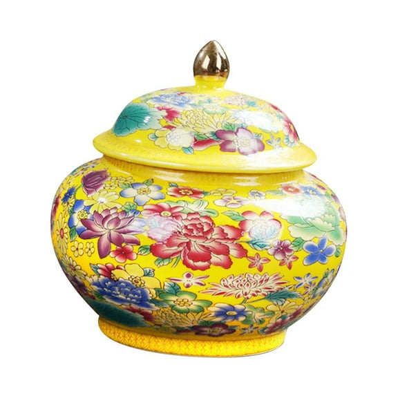 Ceramic Colour Enamel Tea Storage Jar 800ml Tea Jar Multifunctional Handicraft Fine Workmanshi with Airtight Lid Glazed for Loose Leaf B