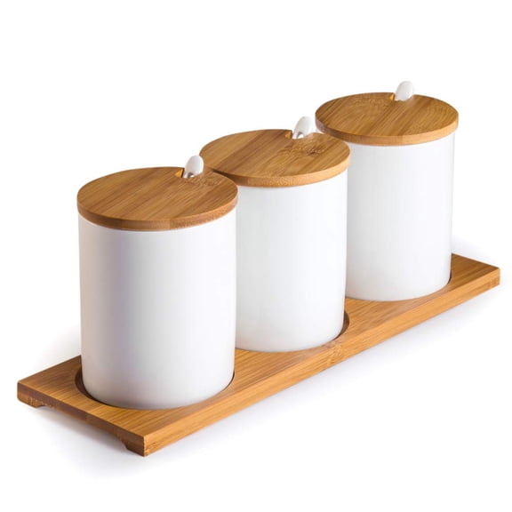 Ceramic Condiment Jar Set 3 pcs Jar Set(4.1"H x 3.1"D/10.8 fl oz) Multi-functional Kitchen Storage