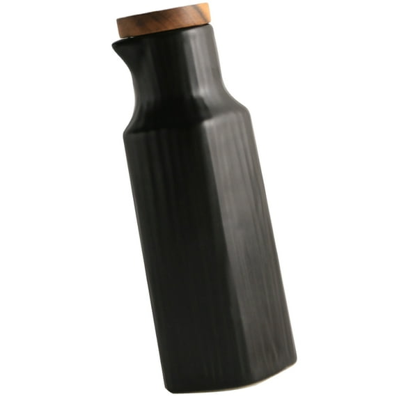 TABLZONE White Ceramic Vinegar Dispenser with Japanese Style Design, Multi-Function Kitchen Oil and Sauce Holder
