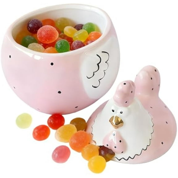 Ceramic Container with Lid, Large Chicken Shaped Storage Box, Decorative Ceramic Jar for Eggs Candy Jewelry Snacks Kitchen Counter Bookshelf Living Room Home Apartment Décor