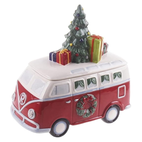 Ceramic Cookie Jar 10.5 Inch - Hand-Painted Holiday Tree Design - Decorative Kitchen Storage Canister - Festive Biscuit Jar for Cookies, Treats & More