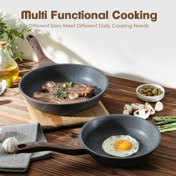 Ceramic Cookware, Multi Functional Non Stick Pan, Non Stick Frying Pans, Scratch Resistant Nonstick Fry Pan for Everyday Cooking, Even Heating Skillet for Gas and Induction Stove,BK,28CM