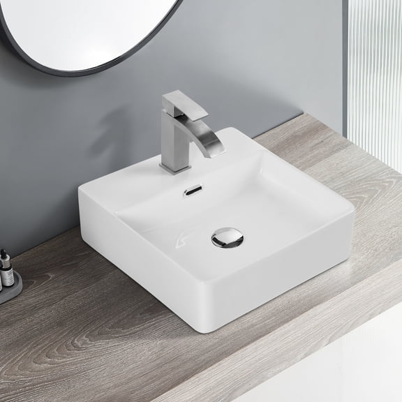 Ceramic Countertop Basin For Bathroom - Long-lasting White Finish