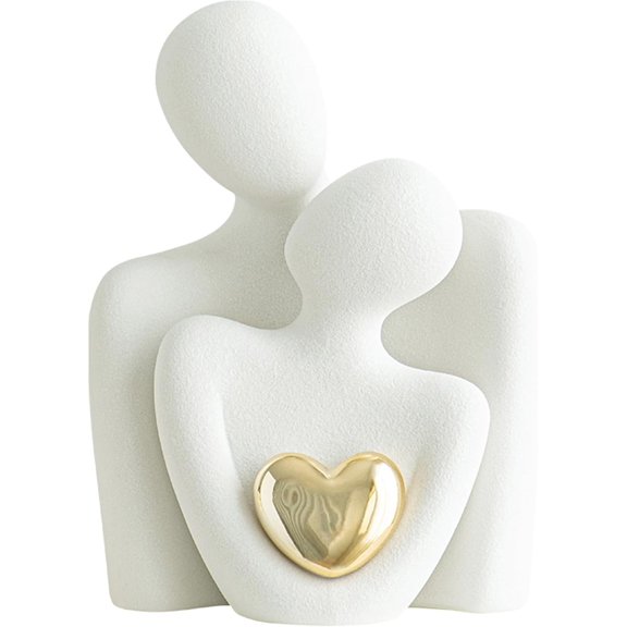Ceramic Couple Statue - Modern Shelf Decor Knick Knacks for Shelves, Valentine's Day Wedding Gifts, Home Decor for Living Room, Bedroom, Bookshelf & TV Stand (L)