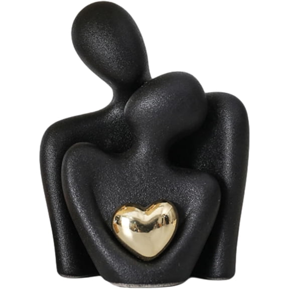 Ceramic Couple Statue - Modern Shelf Decor Knick Knacks for Shelves, Valentine's Day Wedding Gifts, Home Decor for Living Room, Bedroom, Bookshelf & TV Stand - Small Figurines(Black)