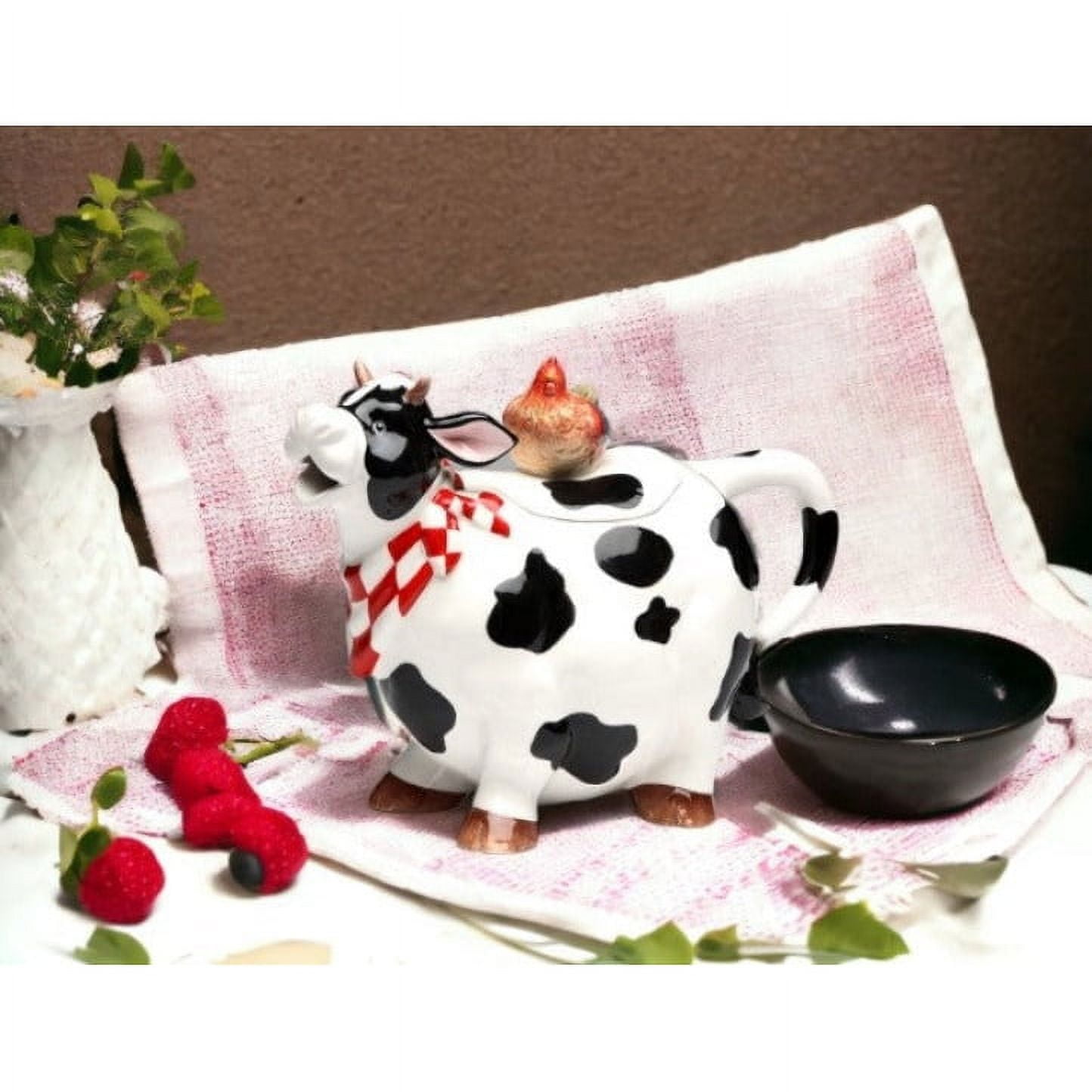 HOME-X Black Rooster Whistling Tea Kettle, Cute Animal Teapot, Kitchen