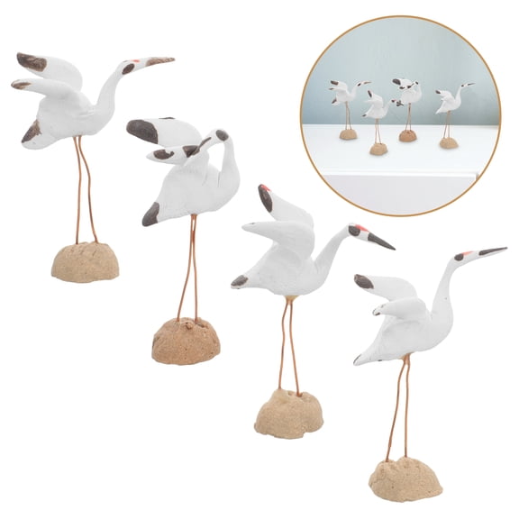ETEREAUTY Crane Figurines Ceramic Multi 4Pcs