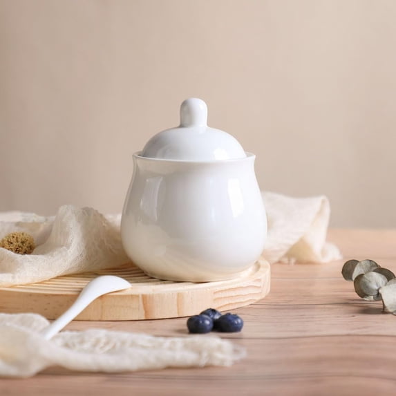 Ceramic Creamer and Sugar Set with Lid Spoon, Coffee Serving Set
