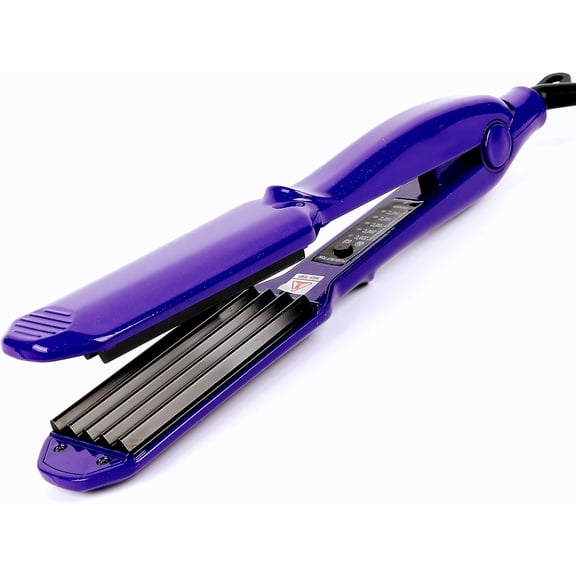 Ceramic Crimper Iron for Volumizing Fluffy Hairstyle, Corrugation Crimper Hair Iron, Anti Static Ceramic Hair Crimping Iron Adjust Temperature (Purple)