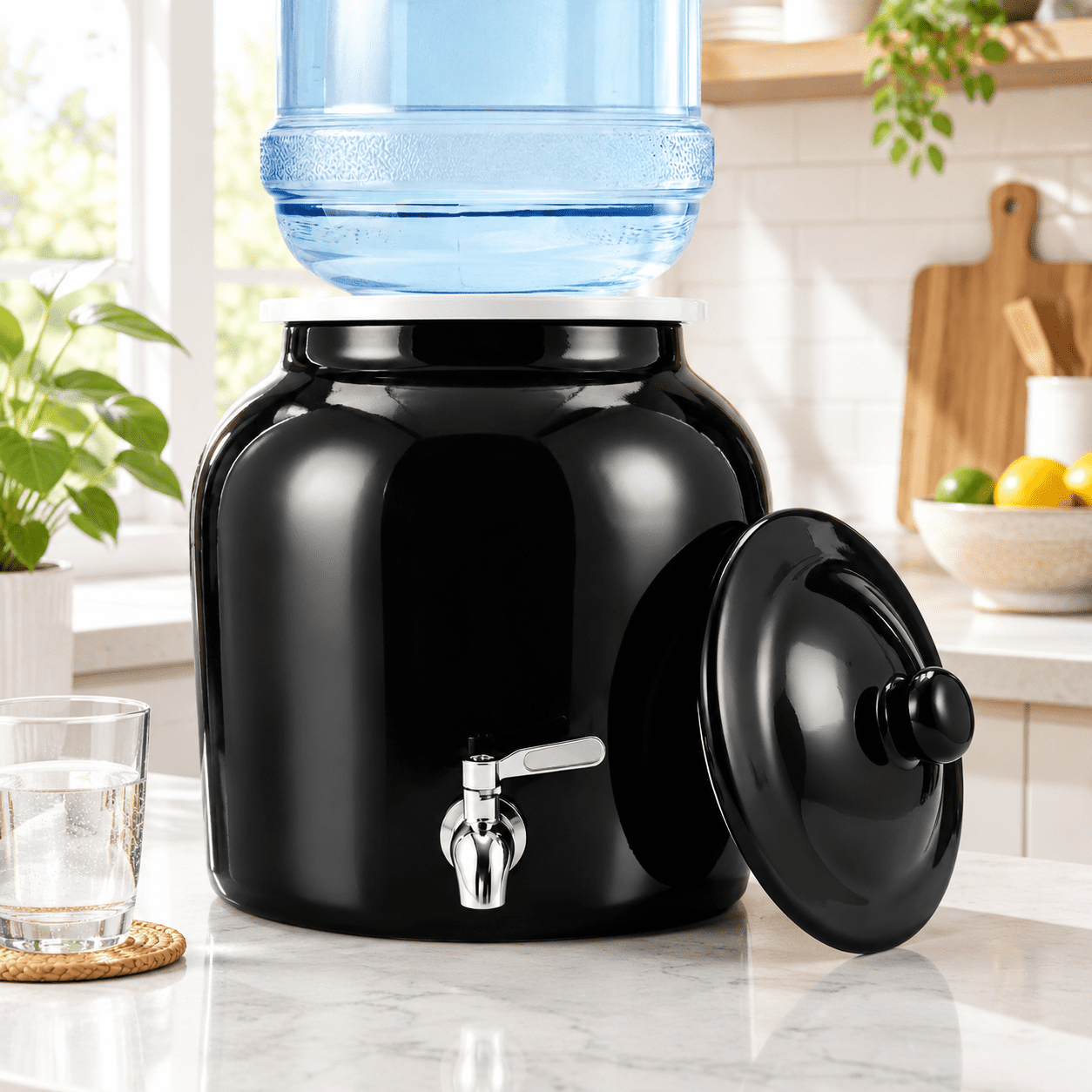 Would Sign Language Count Ceramic Crock Water Dispenser, Regular Style, Black, 1 Count - Walmart.com