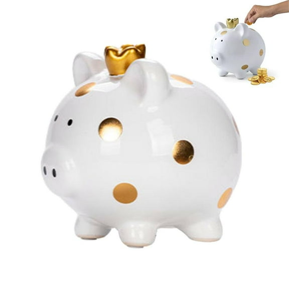 Ceramic Crown Piggy Bank For Kids Savings With Princess Design In Pink Or White