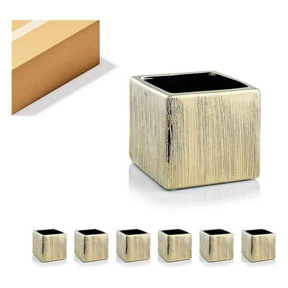 Ceramic Cube Vases - 5.5" Modern Square Planters (6-Pack) - Textured White Vases for Home Decor, Floral Arrangements, Table Centerpieces, Event Dcor, Fits 5" Pots