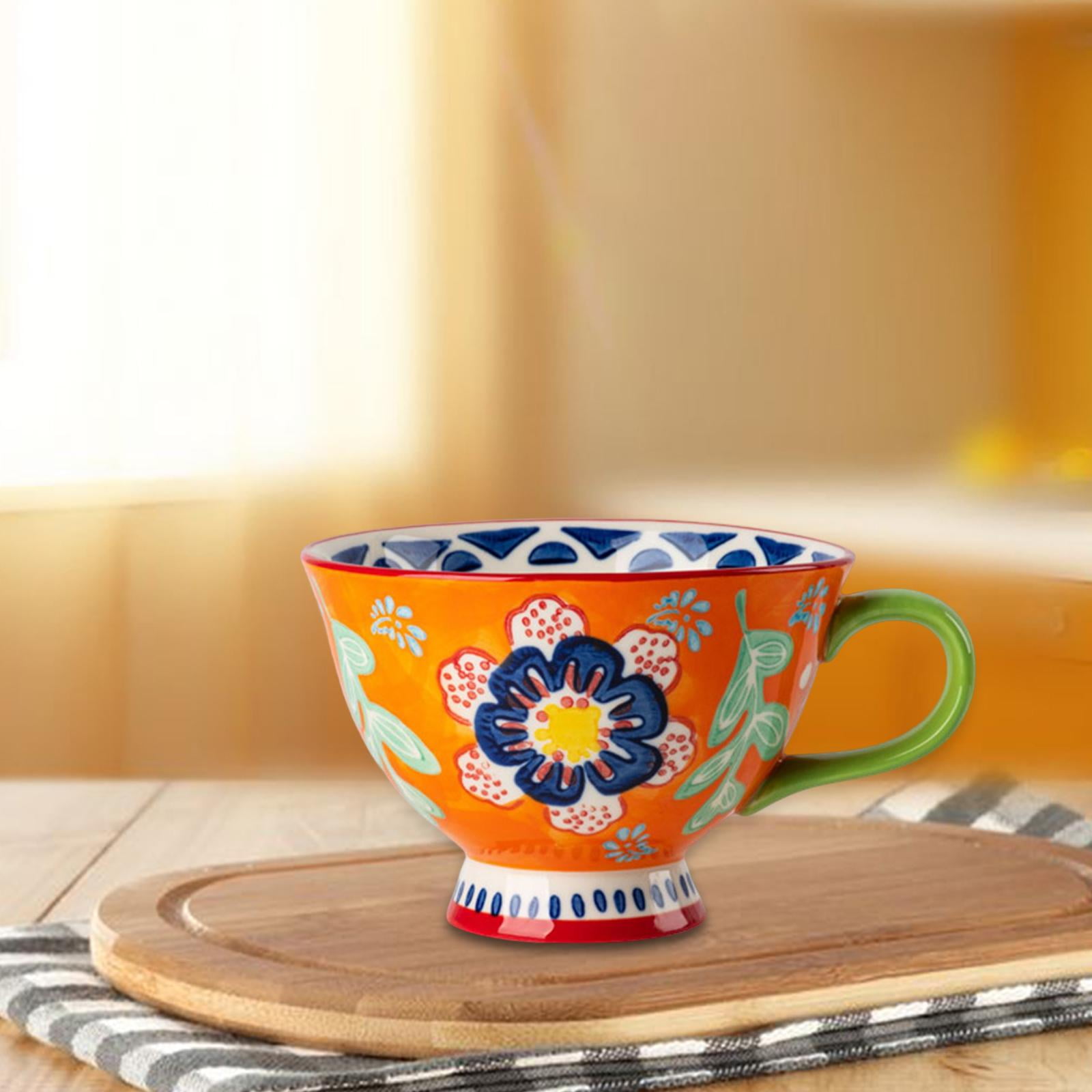 Ceramic Cup, Tea Cups Pastoral Style, Creative, 420ml ,Birthday Gifts,  Coffee Mugs for Cappuccino Breakfast Coffee Milk Family A