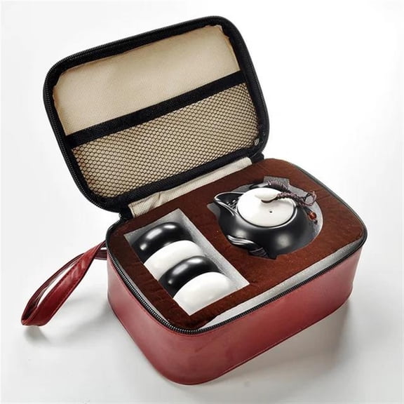 Ceramic Customize Tea Set Portable Teapot SetSquare Handbag Outdoor Travel Gaiwan Tea Cups Ceremony Teacup Fine Gift 4 Pcs/set