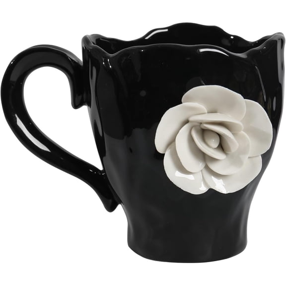 Ceramic Cute Coffee Cups, Handmade Flower Tea Mugs, Gifts for Milk Coffee Tea Lovers 11OZ, 11 Ounces