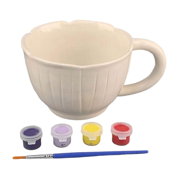 Ceramic DIY Painting Mug Craft Create Your Own Ceramic Cup Art With Acrylic And Brushes For Kids Adults Holiday Activity Beige