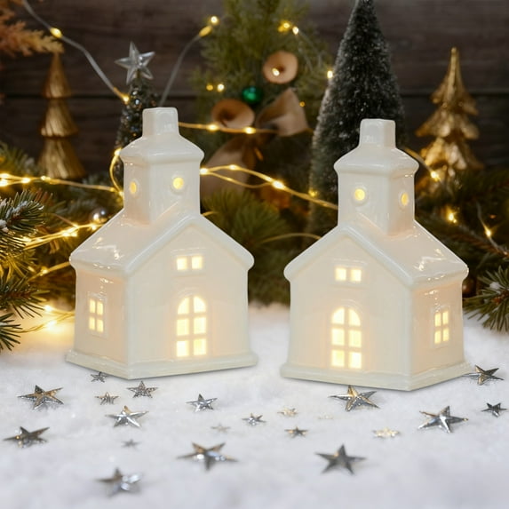 Ceramic Decorations under $5! Cagogo Christmas Day Ceramic Decorations, Luminous Christmas Deer Snowman Old Man, Holiday Scene Decoration Ornaments, Festive Home Decor, Seasonal Ceramic Collectibles