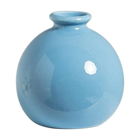 Ceramic Decorative Flower Vase | 3 Inch Mini Pottery Rustic Farmhouse Boho Vase for Home Decor, Table, Living Room, Bathroom, Shelf, Mantel Decoration, Wedding, Blue