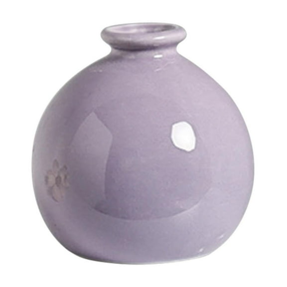 Ceramic Decorative Flower Vase | 3 Inch Mini Pottery Rustic Farmhouse Boho Vase for Home Decor, Table, Living Room, Bathroom, Shelf, Mantel Decoration, Wedding, Purple