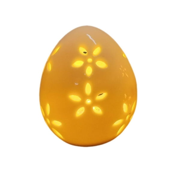 Ceramic Decorative Lamp, 4" H Mood Lamp Battery Powered Floral Carved Cordless Lamp Great for Living Room Bedroom Weddings Parties Patio Events (Egg)