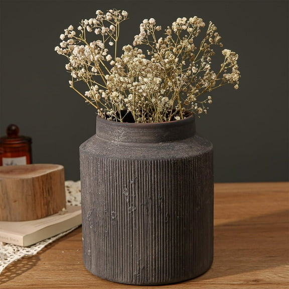 Ceramic Decorative Vase Dark Brown 6.1 x 7 inches Home Decor