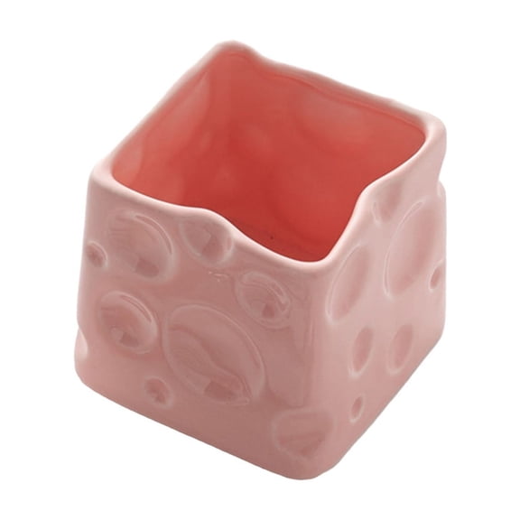 Ceramic Desk Organizer, Cheese Storage Jar for Countertop, Pen and Makeup Brush Holder for Office Vanity Dorm, Multipurpose Container
