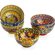 Ceramic Dessert Bowls Set of 6, Bohemia 10 oz Snack Serving Bowl, Porcelain Colorful Bowls for Snack, Soup, Ice Cream, Decorative, Microwave & Dishwasher Safe