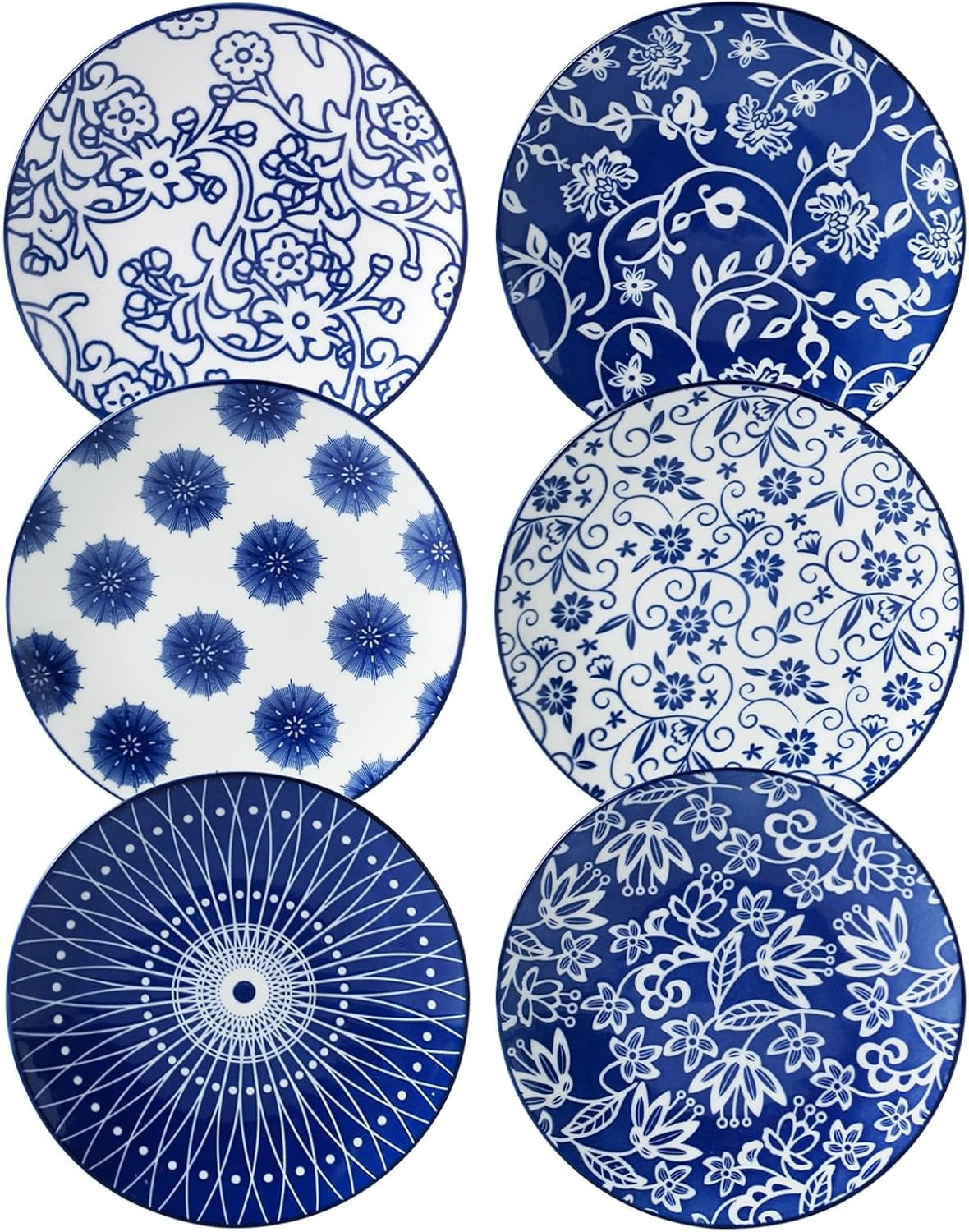 TAMAYKIM 8-Inch Porcelain Dinner Plates - Lotus Leaf Pattern, Set Of 10, Microwave & Dishwasher Safe