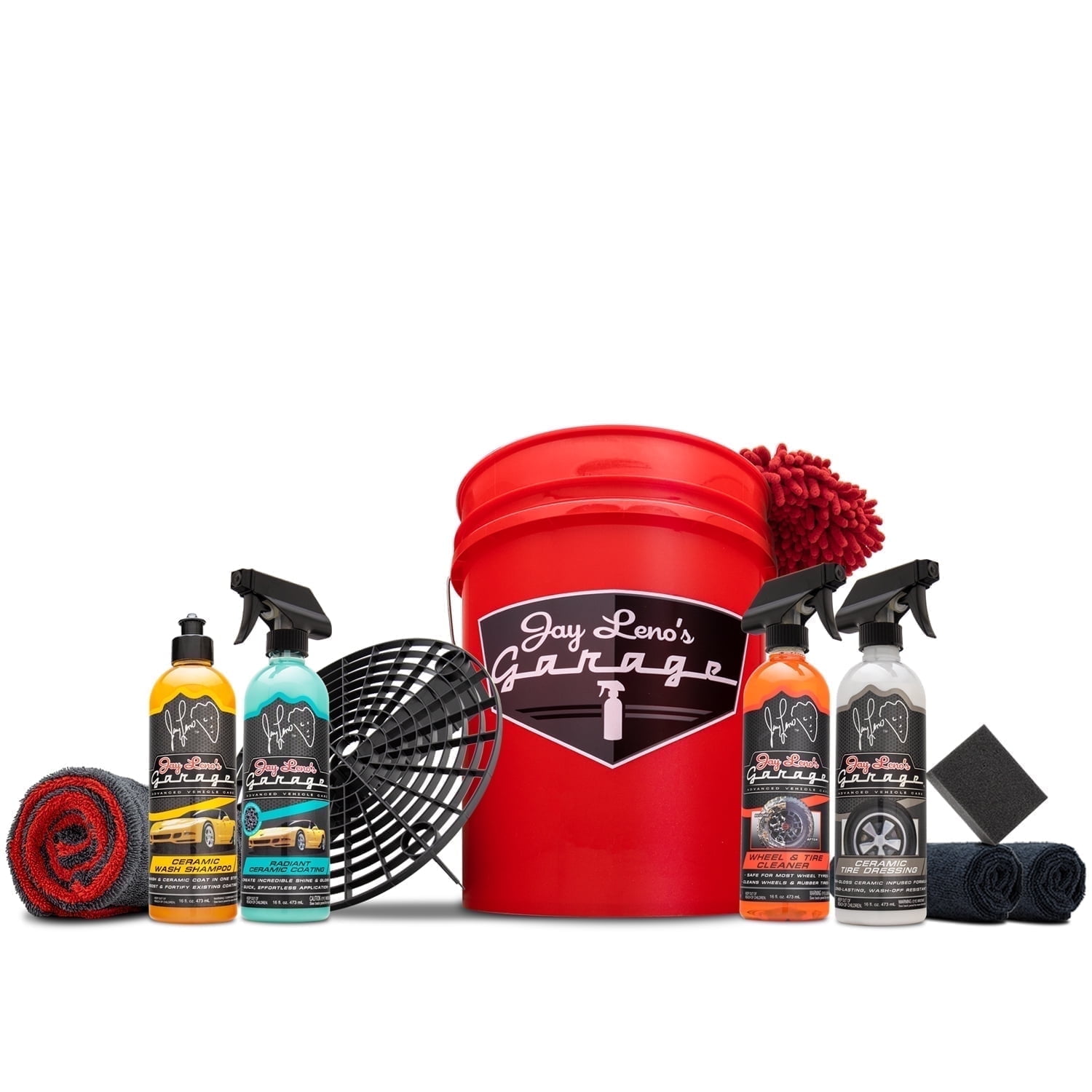 Jay Leno's Garage 11-Piece Car Detailing Kit with Ceramic Coating – Complete Wash, Dry, Tire & Wheel Set