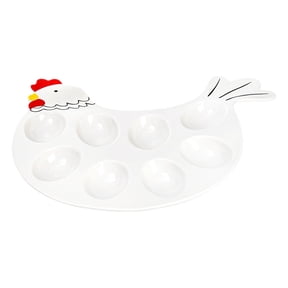 Ceramic Deviled Egg Platter, Easter Ceramic Egg Tray, Chicks Decorative Egg Plate, Holiday Food Platter, Egg Serving Tray, Decorative Egg Holder, Egg Display Dish, Tabletop Snack Server for Home