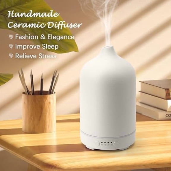Ceramic Diffuser 250ML Essential Oil Diffusers Aromatherapy Essential Oil Diffuser for Room Air Diffuser for Home Bedroom Stone Diffuser (White Big Size 250ml)