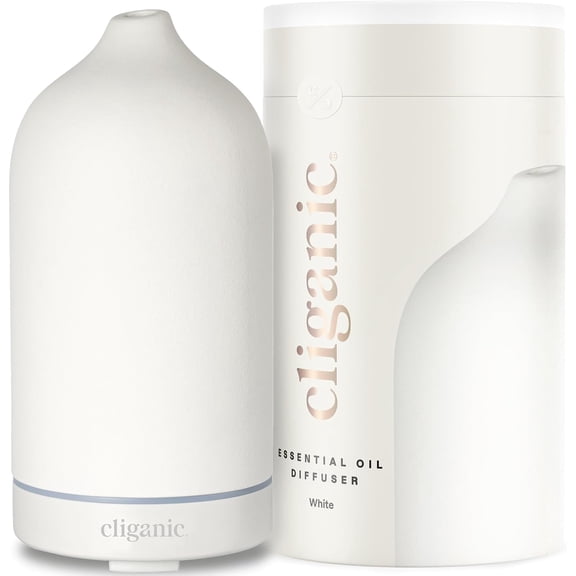 Ceramic Diffuser (White), 100ml Ultrasonic for Essential Oils Aromatherapy, Home & Office