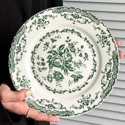 Ceramic Dinner Plates, 7.9 Inch Floral Decorative Plates, Microwave & Dishwasher Safe, Perfect for Salad, Pasta, Steak & Appetizers