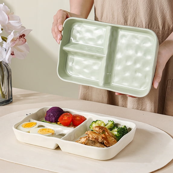 Ceramic Dinner Plates with Compartmentalized Sections for Home and Restaurant Use Durable Dishwasher Safe Tableware Ideal for Snacks Meals and Delicate Dining Occasions Topliu