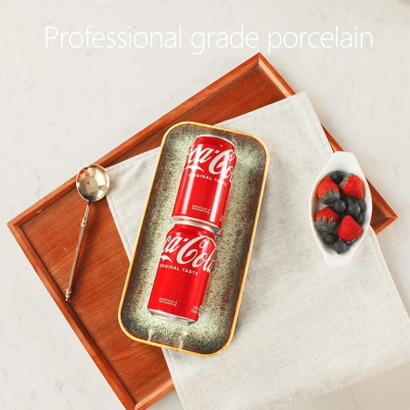 Ceramic Dinner Plates Dish Set, Set of 4, Microwave Oven and Dishwasher Safe, Scratch Resistant, Dinnerware Kitchen Porcelain Serving Dishes Brown glaze change, 12.4 Inch Rectangle plate