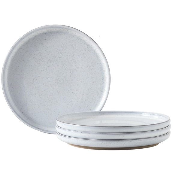 Ceramic Dinner Plates Set of 4, 10 Inch Stoneware Plates, Microwave Dishwasher Oven Safe, Scratch Resistant White Plates for Pasta, Salad, Steak & Kitchen Dining